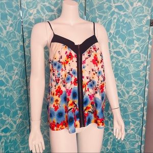 Floral NWOT Silky Zip Cami Tank Top